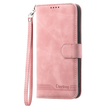 DIERFENG DF-03 For Sony Xperia 1 V Shockproof Case Lines Imprinted Phone Case Leather Flip Cover with Stand