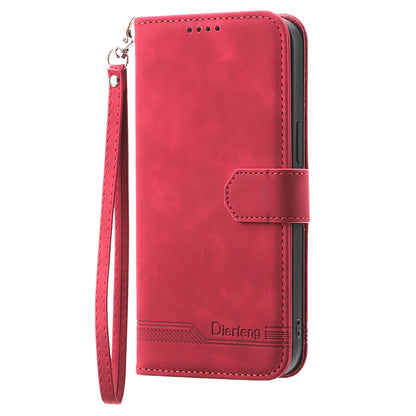 DIERFENG DF-03 For Sony Xperia 1 V Shockproof Case Lines Imprinted Phone Case Leather Flip Cover with Stand