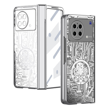 PC Cover for vivo X Fold Mechanical Legend Series Electroplating Folding Phone Case with Tempered Glass Film