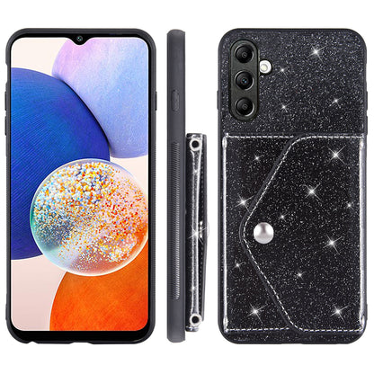 For Samsung Galaxy M14 5G Slim Phone Case Triangle Kickstand Card Holder PU Leather+TPU Phone Cover