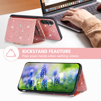 For Samsung Galaxy M14 5G Slim Phone Case Triangle Kickstand Card Holder PU Leather+TPU Phone Cover