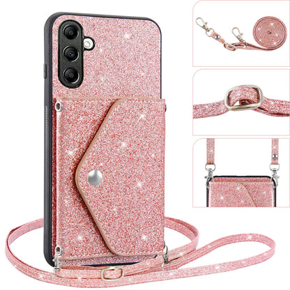 For Samsung Galaxy M14 5G Slim Phone Case Triangle Kickstand Card Holder PU Leather+TPU Phone Cover