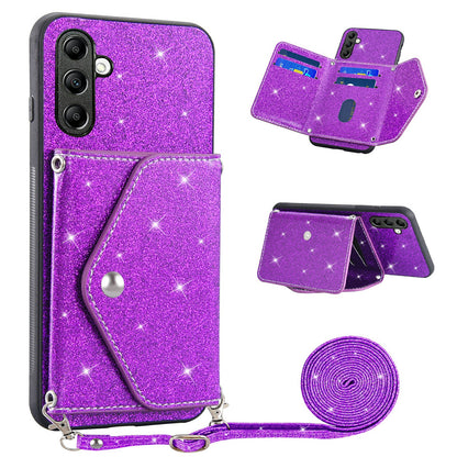 For Samsung Galaxy M14 5G Slim Phone Case Triangle Kickstand Card Holder PU Leather+TPU Phone Cover