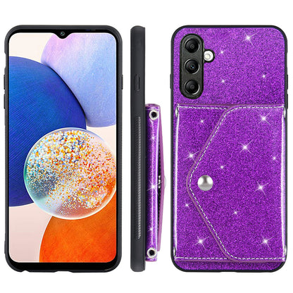 For Samsung Galaxy M14 5G Slim Phone Case Triangle Kickstand Card Holder PU Leather+TPU Phone Cover