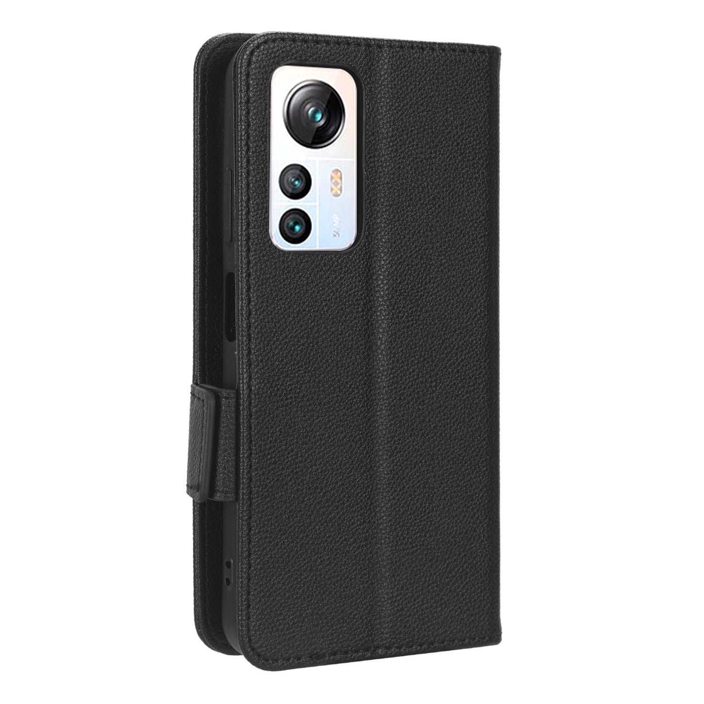 For Blackview A85 Wallet Phone Case PU Leather Litchi Texture Stand Cover with Strap