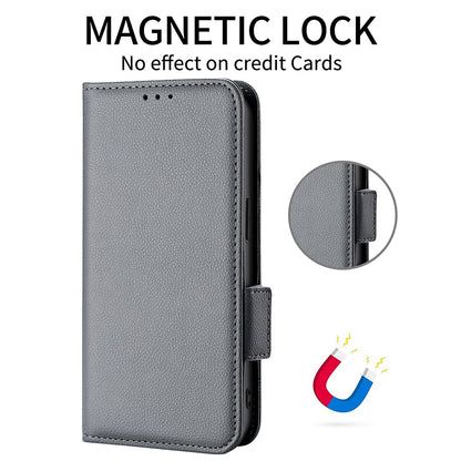For Blackview A85 Wallet Phone Case PU Leather Litchi Texture Stand Cover with Strap