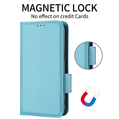 For Blackview A85 Wallet Phone Case PU Leather Litchi Texture Stand Cover with Strap