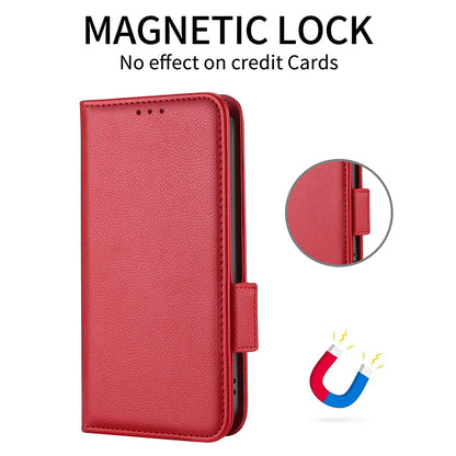For Blackview A85 Wallet Phone Case PU Leather Litchi Texture Stand Cover with Strap