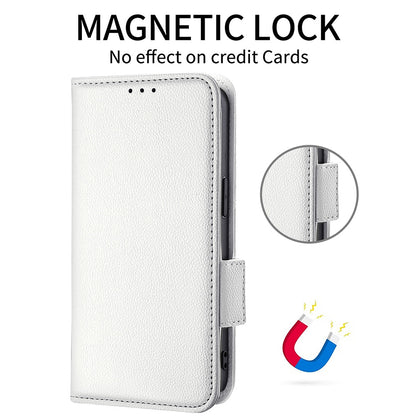 For Blackview A85 Wallet Phone Case PU Leather Litchi Texture Stand Cover with Strap
