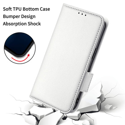 For Blackview A85 Wallet Phone Case PU Leather Litchi Texture Stand Cover with Strap