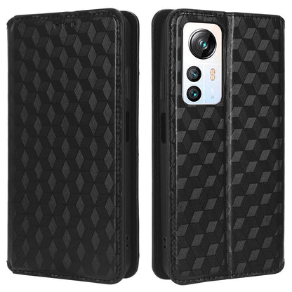 For Blackview A85 PU Leather Imprinted Rhombus Pattern Phone Case Stand Wallet Flip Cover