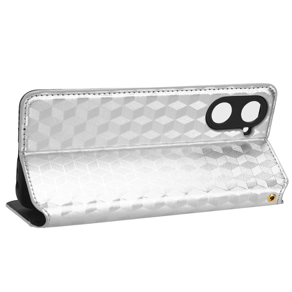 For Realme V30 5G / V30t PU Leather Wallet Case Imprinted Rhombus Pattern Stand Phone Cover