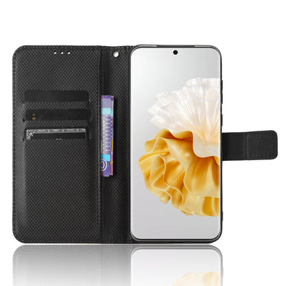 For Huawei P60 Pro / P60 Flip PU Leather Protective Cover Diamond Texture Wallet Anti-Scratch Phone Case