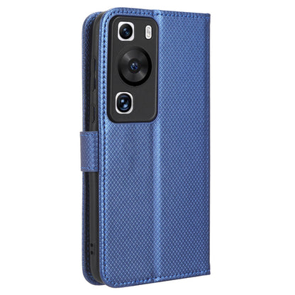 For Huawei P60 Pro / P60 Flip PU Leather Protective Cover Diamond Texture Wallet Anti-Scratch Phone Case
