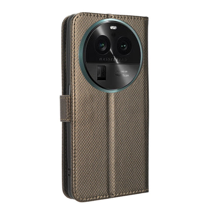 For Oppo Find X6 Pro PU Leather Protective Cover Stand Function Diamond Texture Wallet Phone Case