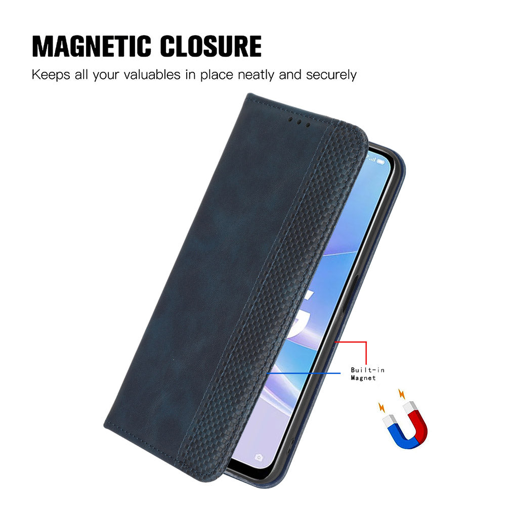 For Oppo Find X6 Retro Phone Cover Magnetic PU Leather Stand Cell Phone Wallet Case