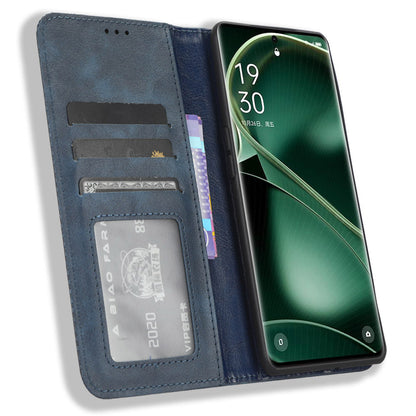 For Oppo Find X6 Retro Phone Cover Magnetic PU Leather Stand Cell Phone Wallet Case