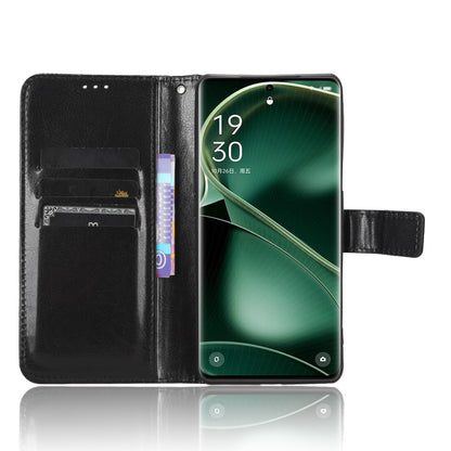 For Oppo Find X6 PU Leather Flip Folio Case Crazy Horse Texture Wallet Stand Phone Cover with Strap