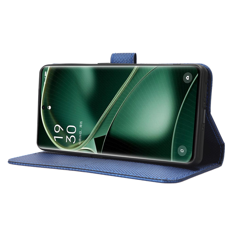 For Oppo Find X6 PU Leather Wallet Case Diamond Texture Stand Protective Phone Cover