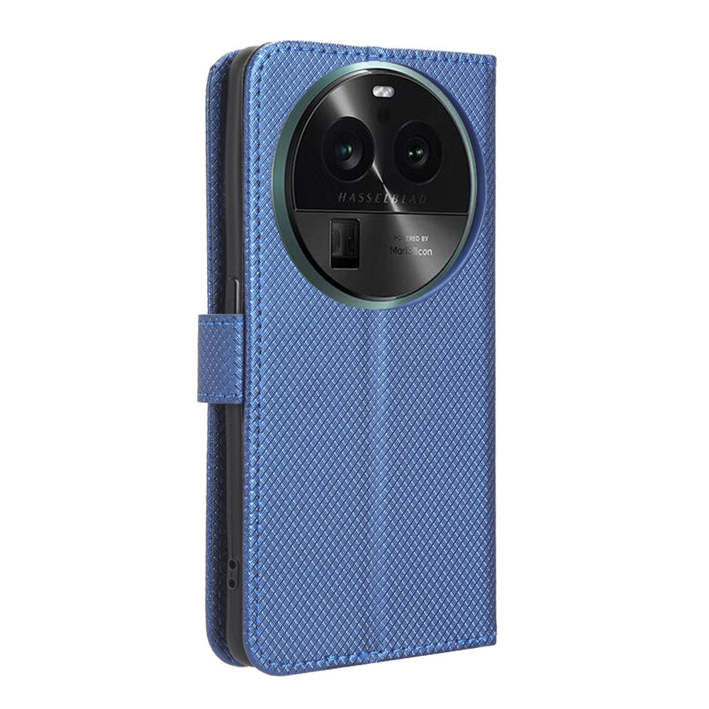 For Oppo Find X6 PU Leather Wallet Case Diamond Texture Stand Protective Phone Cover