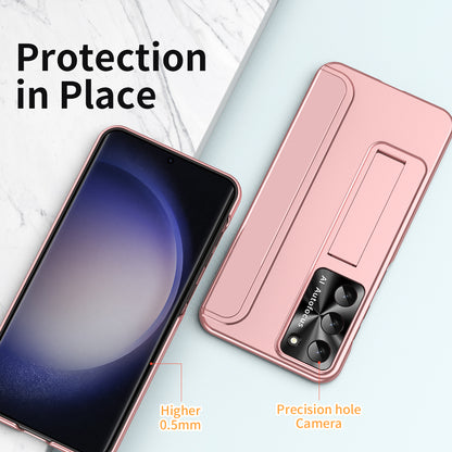For Samsung Galaxy S23+ Hard PC Phone Case Hidden Kickstand Shockproof Electroplating Cover
