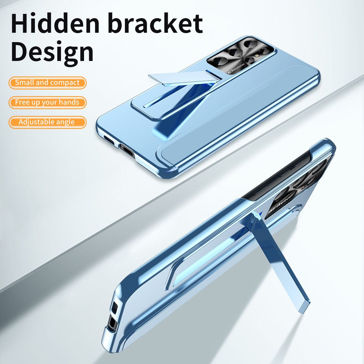 For Samsung Galaxy S22 Ultra 5G Anti-Scratch Hard PC Phone Case Electroplating Design Kickstand Protective Cover