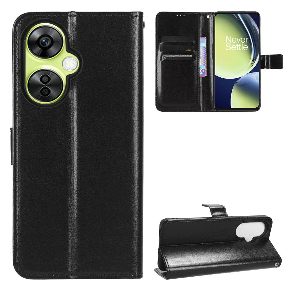 For OnePlus Nord CE 3 Lite 5G / Nord N30 5G Phone Leather Case Wallet Stand Crazy Horse Texture Phone Cover