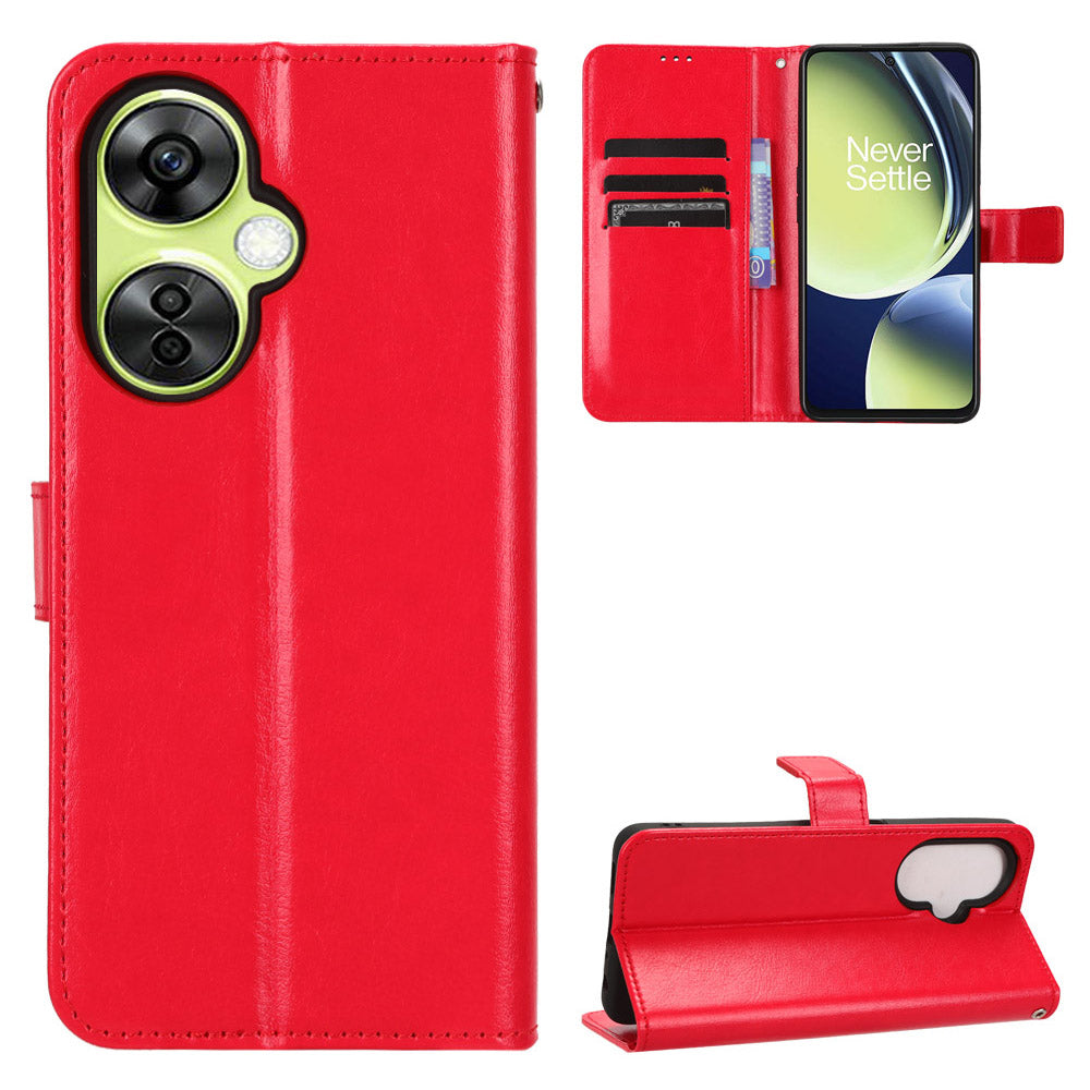 For OnePlus Nord CE 3 Lite 5G / Nord N30 5G Phone Leather Case Wallet Stand Crazy Horse Texture Phone Cover