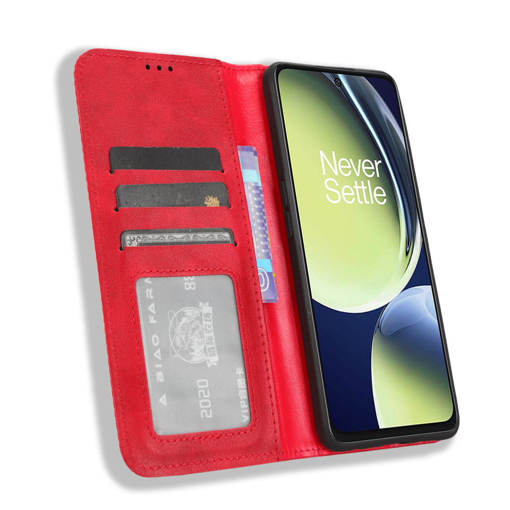 For OnePlus Nord CE 3 Lite 5G / Nord N30 5G Wallet Phone Case Retro PU Leather Mobile Phone Stand Cover
