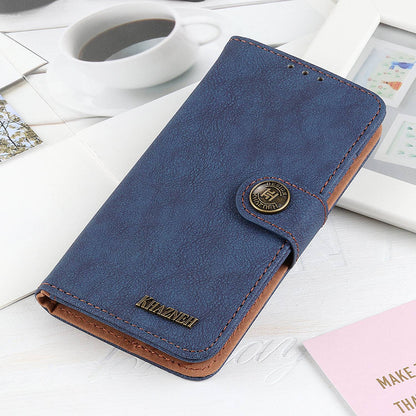 KHAZHEN For Xiaomi Redmi Note 12 Turbo / Poco F5 5G Stitching Retro Phone Case Split Leather Wallet Protective Stand Cover