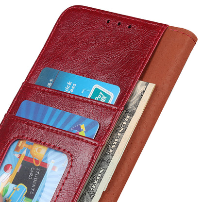 For Nokia C32 Wallet Stand Split Leather Phone Case Nappa Texture Cellphone Protective Cover