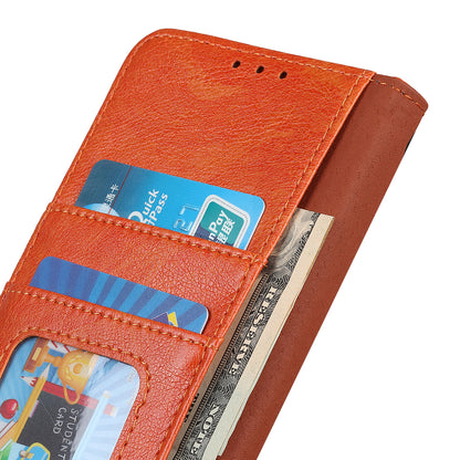 For Nokia C32 Wallet Stand Split Leather Phone Case Nappa Texture Cellphone Protective Cover