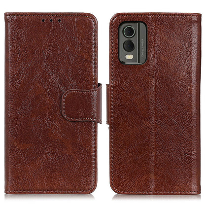 For Nokia C32 Wallet Stand Split Leather Phone Case Nappa Texture Cellphone Protective Cover