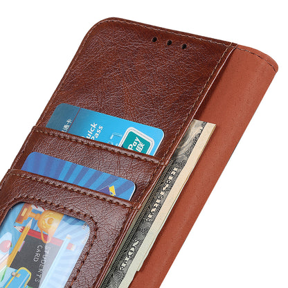For Nokia C32 Wallet Stand Split Leather Phone Case Nappa Texture Cellphone Protective Cover