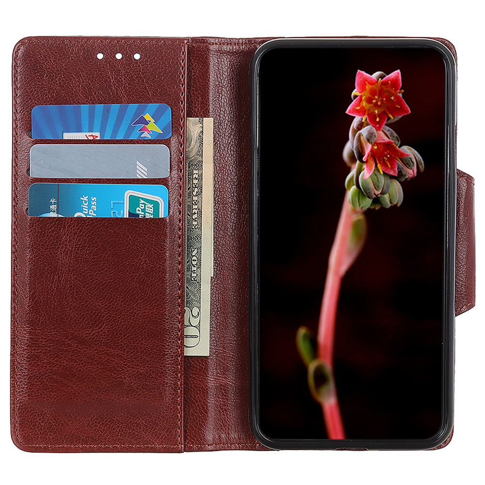 Cowhide Texture Phone Case for Nokia C32 , PU Leather Folio Flip Cover Wallet Stand Protector Shell