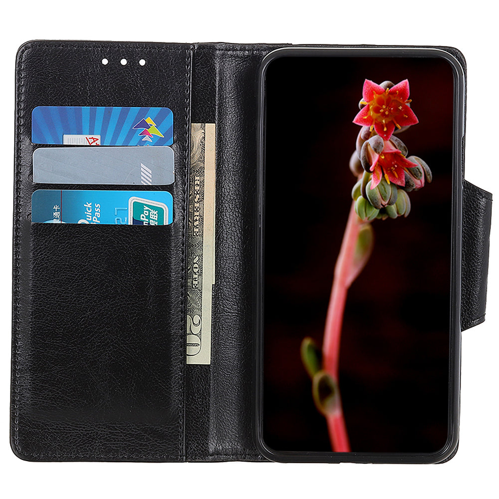 Cowhide Texture Phone Case for Nokia C32 , PU Leather Folio Flip Cover Wallet Stand Protector Shell