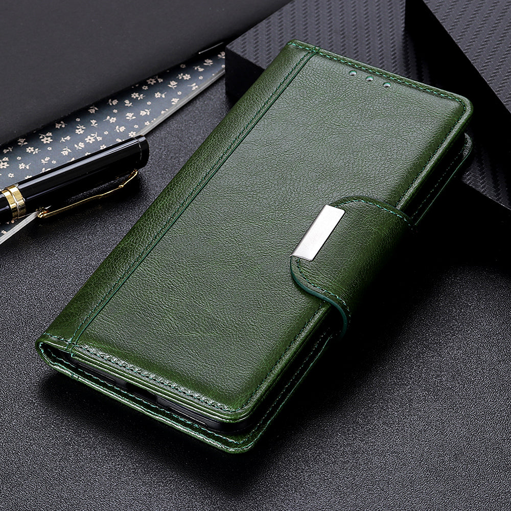 Cowhide Texture Phone Case for Nokia C32 , PU Leather Folio Flip Cover Wallet Stand Protector Shell