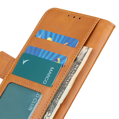 Phone Cover for Nokia C32 Anti-drop Cowhide Texture PU Leather Foldable Stand Wallet Case