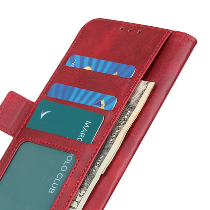 Phone Cover for Nokia C32 Anti-drop Cowhide Texture PU Leather Foldable Stand Wallet Case