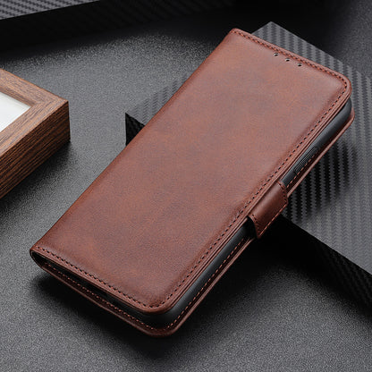 Phone Cover for Nokia C32 Anti-drop Cowhide Texture PU Leather Foldable Stand Wallet Case