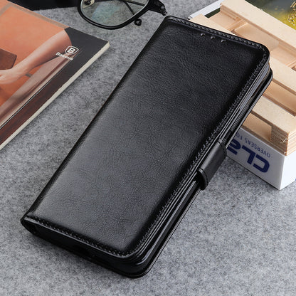 Phone Wallet Case for Nokia C32 Magnetic Clasp Crazy Horse Texture Stand PU Leather Cover