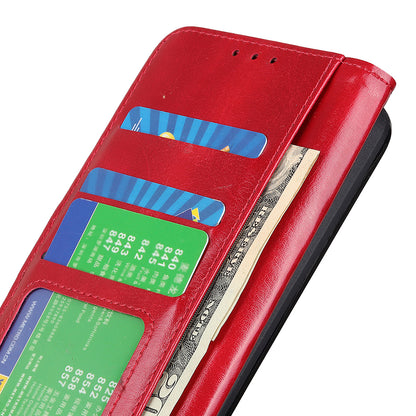 Phone Wallet Case for Nokia C32 Magnetic Clasp Crazy Horse Texture Stand PU Leather Cover