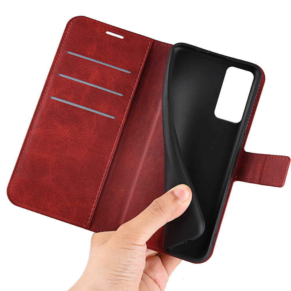 For TCL 40R 5G PU Leather Wallet Calf Texture Square Clasp Stand Phone Case Protective Shell