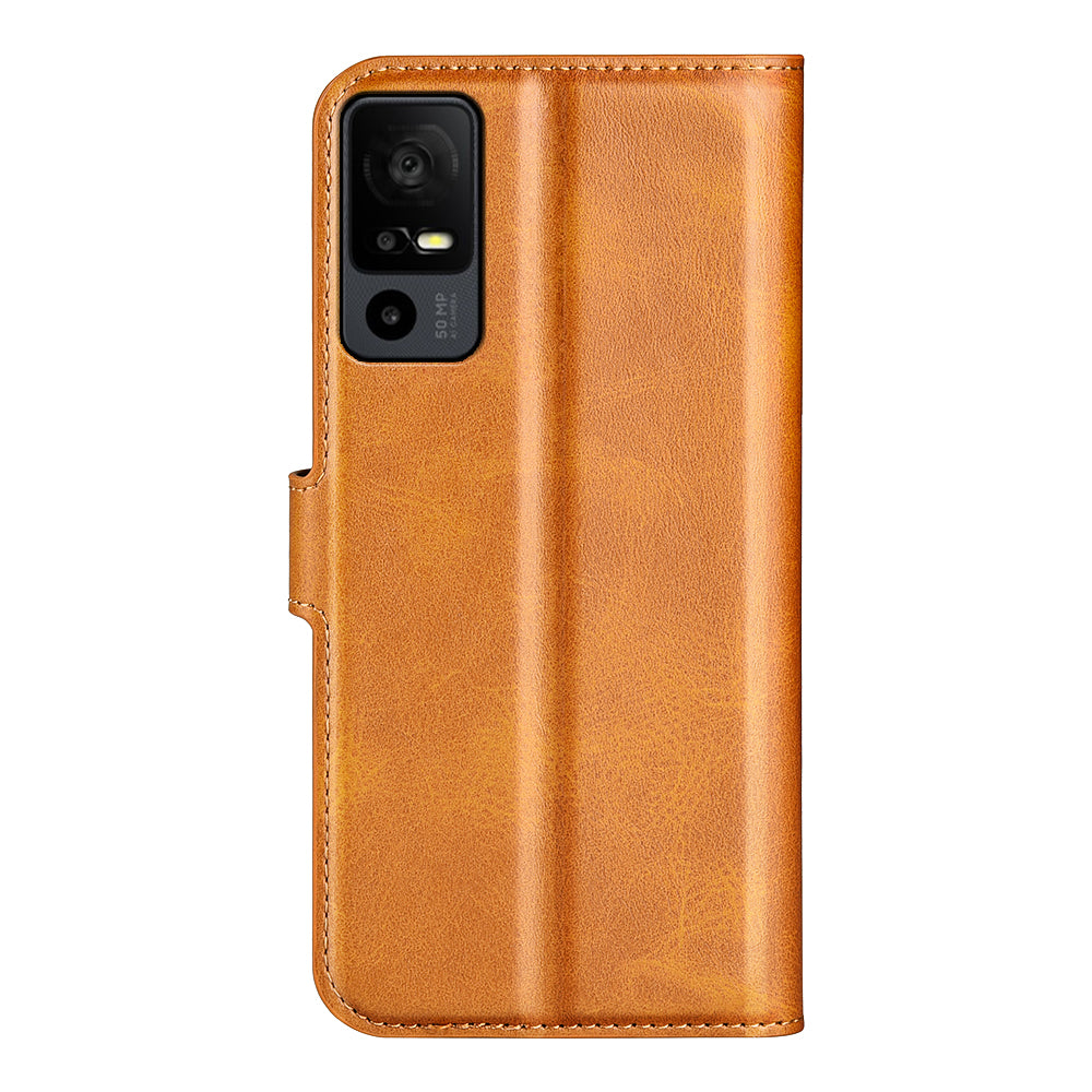 For TCL 40R 5G PU Leather Wallet Calf Texture Square Clasp Stand Phone Case Protective Shell