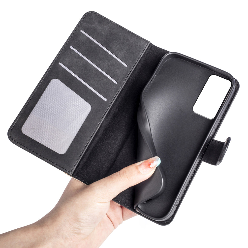 Dual Color Phone Shell for TCL 40R 5G , Splicing Leather Wallet Anti-drop Cover Flip Stand Phone Case