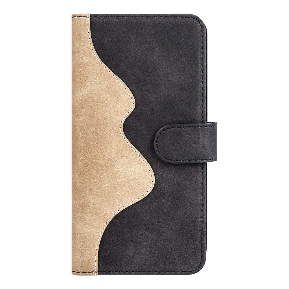 Dual Color Phone Shell for TCL 40R 5G , Splicing Leather Wallet Anti-drop Cover Flip Stand Phone Case