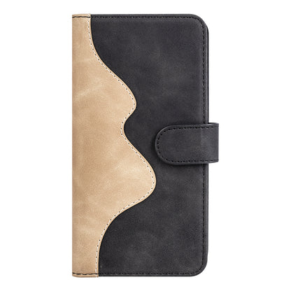 Dual Color Phone Shell for TCL 40R 5G , Splicing Leather Wallet Anti-drop Cover Flip Stand Phone Case