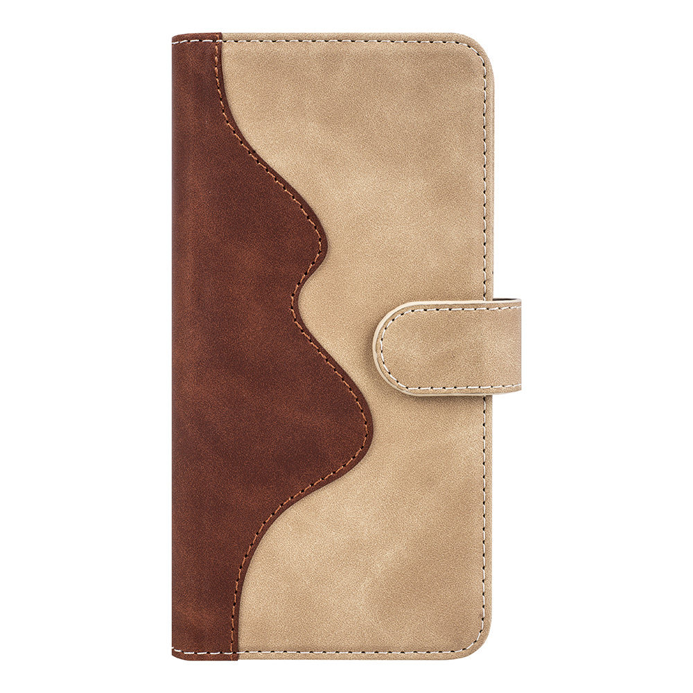 Dual Color Phone Shell for TCL 40R 5G , Splicing Leather Wallet Anti-drop Cover Flip Stand Phone Case