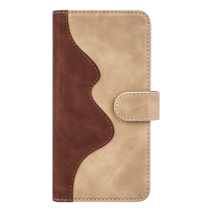 Dual Color Phone Shell for TCL 40R 5G , Splicing Leather Wallet Anti-drop Cover Flip Stand Phone Case