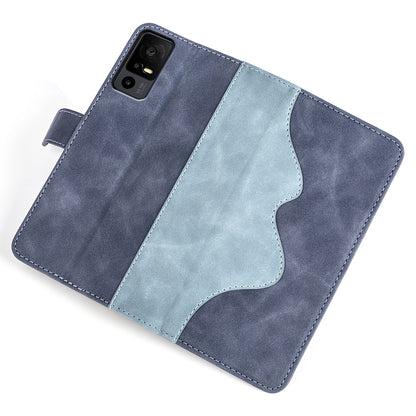 Dual Color Phone Shell for TCL 40R 5G , Splicing Leather Wallet Anti-drop Cover Flip Stand Phone Case